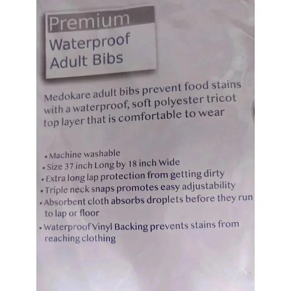 Medokare Adult Bibs Premium Waterproof Clothing Protector Plaid Pattern‎ 3 Pack - Picture 3 of 4